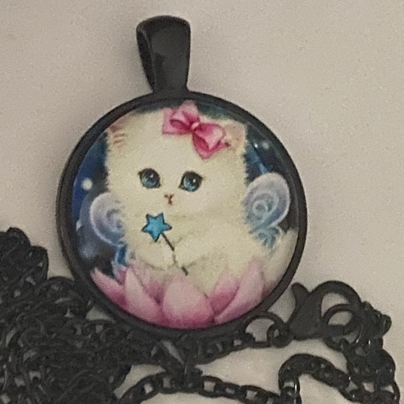 3/25 Necklace Cat Fairy Pink White Bow Star Wand - Picture 5 of 11
